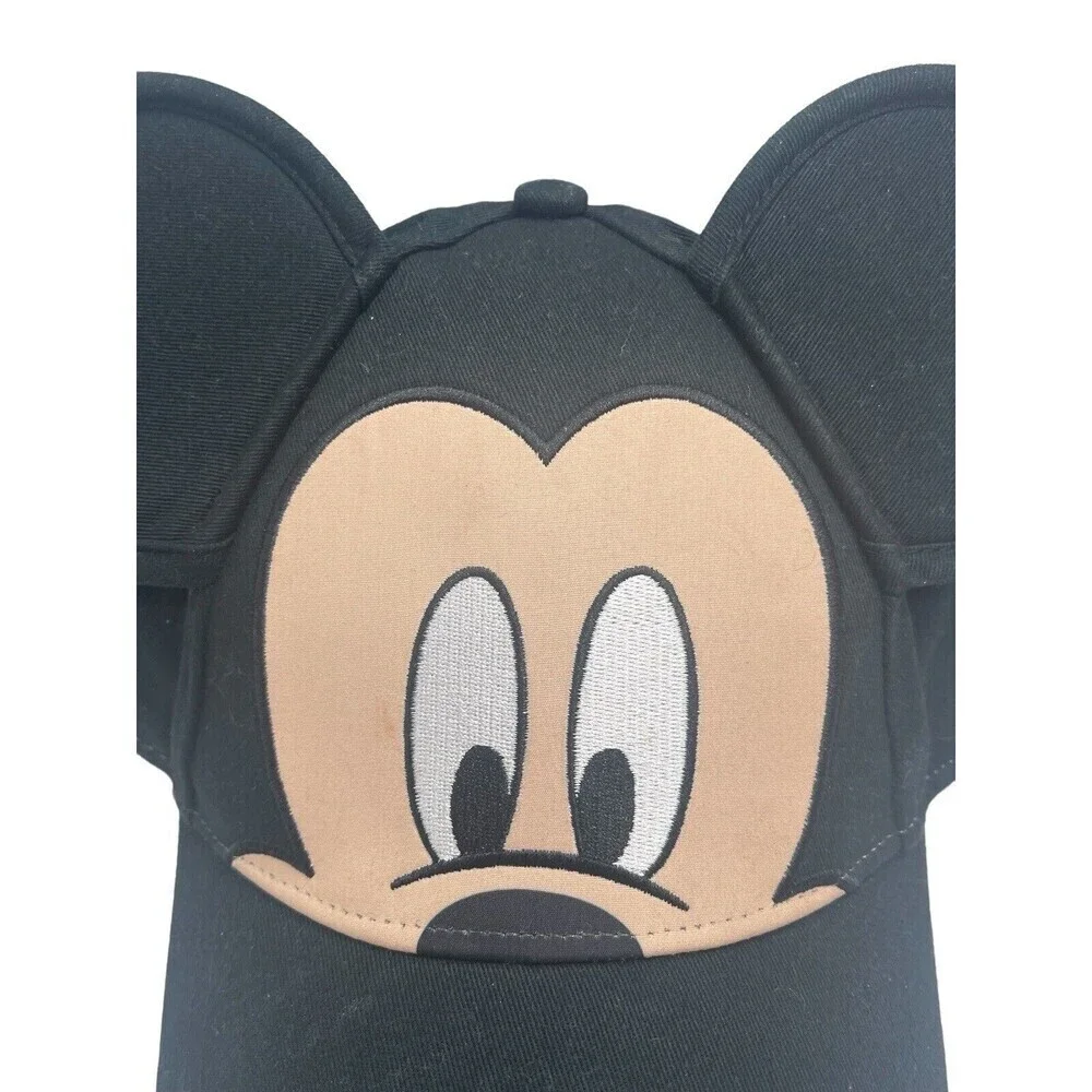 Mickey Mouse Face and Ears Youth Sized Adjustable Hat Black